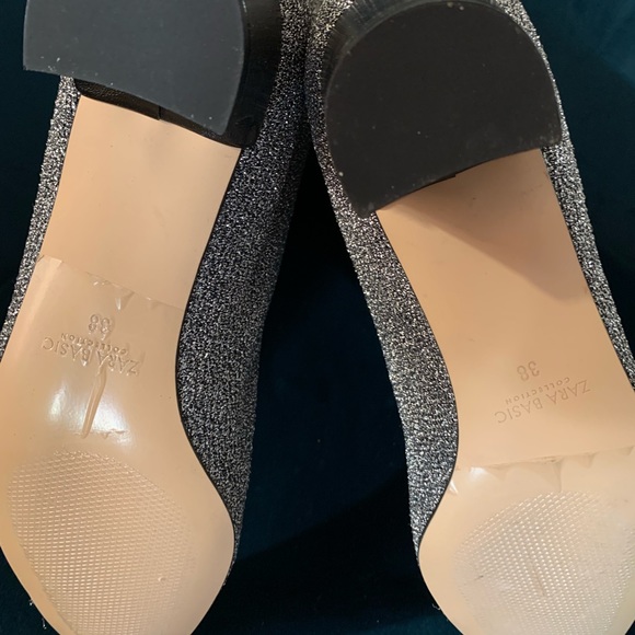 ZARA silver Glitter Heel Boots Silver CC Style NWT sold out! - Picture 6 of 9